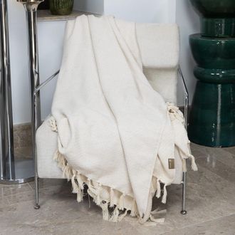 Febronie Manta plaid algod&oacute;n beige lino 130x170