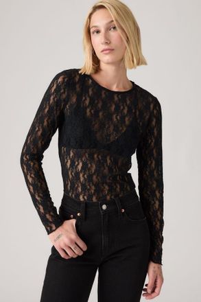 Levi's Top Seraphina Lace a manica lunga - Donna - XS - Nero / Anthracite Night