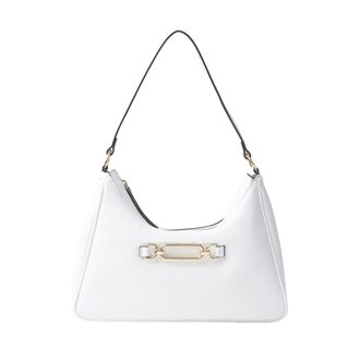 Fiorelli Womens Emilia Hardware Shoulder Bag, Stylish Handbag with Chain Link Detail, White Faux Leather