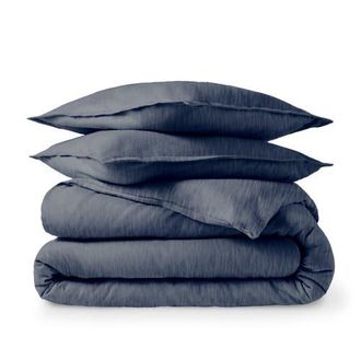 Bare Home 100% Cotton Flannel Duvet Cover & Sham Set in Heather Indigo at Nordstrom, Size Queen