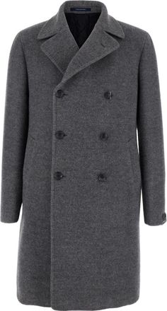 Tagliatore Grey Double Breasted Wool Coat