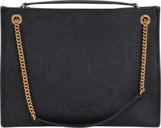 Ralph Lauren Bradley Grote Gekorrelde Leren Tote - Dames - Schoudertassen - Zwart - ONE Size - Katoen - Tassen