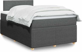 vidaXL Cama Box Spring Con Colch&oacute;n Tela Gris Oscuro 120x190 Cm Vidaxl
