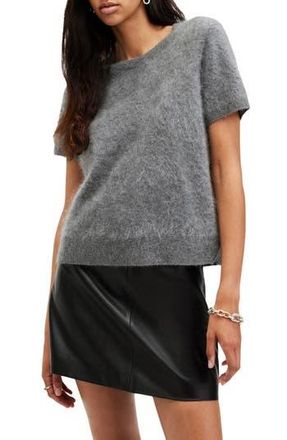 AllSaints Rebel Short Sleeve Cashmere Sweater in Grey Marl at Nordstrom Rack, Size Large