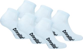 CAT Caterpillar Sport Sneakers 6 Pairs Ankle Height Socks, Comfort Top, Cotton, Half Cushioned (White, 11-14)
