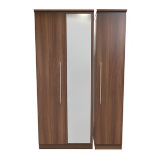 Welcome Furniture Sofia Ready Assembled Triple Mirror Wardrobe in Noche Walnut - Welcome Furniture | TJ Hughes