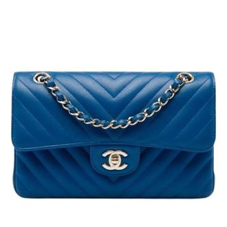 Chanel Pre-owned Vintage Double Flap Shoulder Bag - Dames - Pre-owned - Blauw - Maat: ONE Size Leer