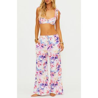 Beach Riot Hampton Wide Leg Cover-Up Pants in Hibiscus Garden at Nordstrom, Size X-Small
