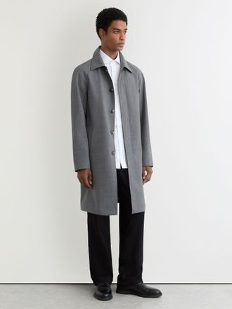 Reiss Grey Single-breasted Raglan Raincoat With Wool, 2XL
