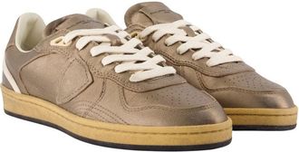 Philippe Model Womens Pgal Low Woman Sneakers - Philippe Model Leather Khaki Calfskin Shoes