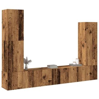 Berkfield Home 4 Piece TV Cabinet Set Wall-mounted Old Wood Engineered Wood