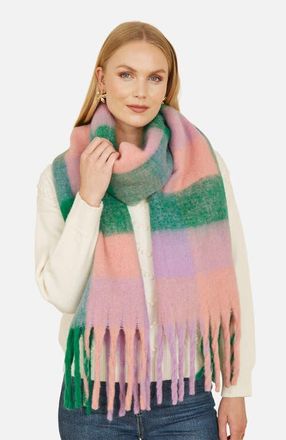 Yumi Check Soft Tassel Scarf in Mixup at Nordstrom