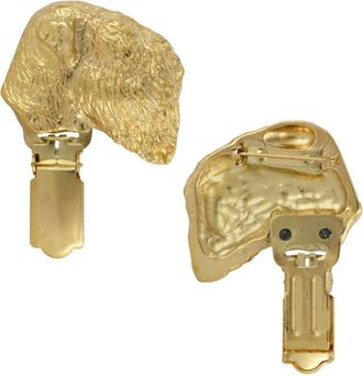 OEM Terrier Negro Ruso: Broche Con Clip, Portan&uacute;mero De Salida Ba&ntilde;ado En Oro, Elegante Insignia Para Exposici&oacute;n Canina De Art-dog