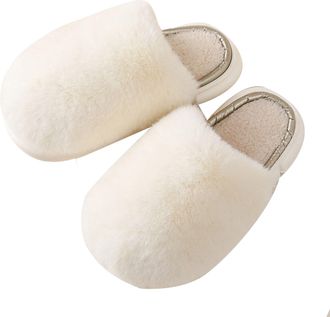 Generic Slippers for Women Summer Beach [Warm Upgrade] Womens Warm Slippers Soft and Comfortable Warm Your Feet in Winter (White, 6.5)