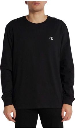 Calvin Klein Bedrukte T-shirt met lange mouwen - Heren - Sweatshirts - Zwart - 2XL - Katoen - Hoodies & sweatvesten