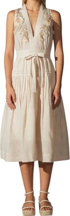 Ranna Gill Lauren Halter Belted Midi Dress In White