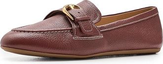 Cole Haan Grand Ambition Alette Buckle Womens Flat Shoes Mahogany Tumbled Leather : 10.5 B - Medium