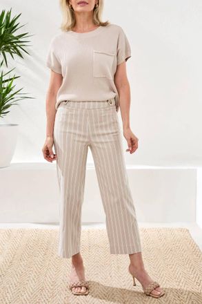 Tribal Bengaline Stripe Pull-On Capri Pants In Beach