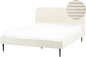 Beliani Cama matrimonial de tejido blanco 160x200