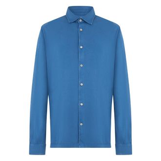 Fedeli Shirt met lange mouwen - Heren - Casual Overhemden - Blauw - S - Katoen - Overhemden
