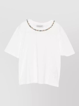 Ermanno Scervino crew neck top embellished neckline short sleeves