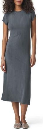 Splendid Salma Short Sleeve Rib Midi Dress in Ink at Nordstrom Rack, Size Medium