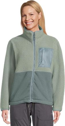 L.L.Bean Mountainside Fleece Jacket Color-Block Womens Jacket Faded Sage/Balsam : LG, Fleece/Polyester