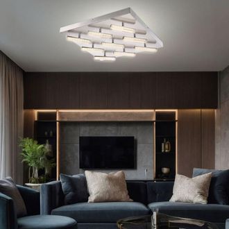 Globo Lighting Globo Lighting - Lampada da soffitto plafoniera soggiorno luce camera da letto, 9 punti lampadina mobili, nichel satinato opaco, led 2.9W 1665Lm