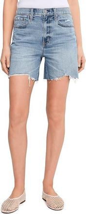 Daze Sundaze High-Rise Long Shorts Womens Clothing Marina Distressed : 28 5.5, Cotton/Denim/Elastane
