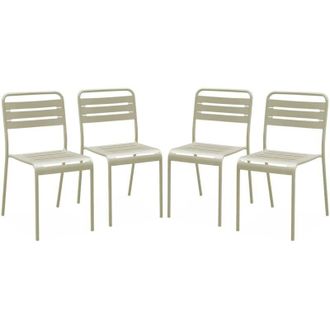 Sweeek Set of 4 steel garden chairs, 4 seater, beige, Amelia, W44 x D52 x H79cm