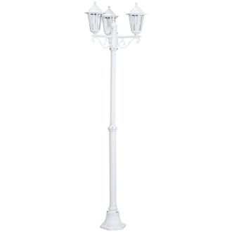 Loops IP44 Outdoor Bollard Light White Aluminium Lantern 3 Arm 60W E27 Bulb Lamp Post
