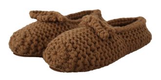 Dolce & Gabbana Womens Wool Knit Ballerina Brown