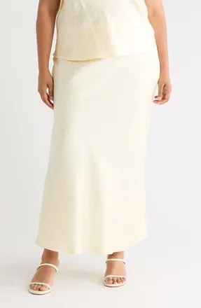 Renee C Polka Dot Satin Maxi Skirt in Butter at Nordstrom Rack, Size 3X