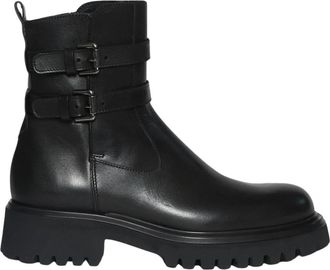 Guglielmo Rotta Zwarte leren enkellaarsjes - Dames - Enkellaarsjes - Zwart - 40 EU - Leer - Schoenen