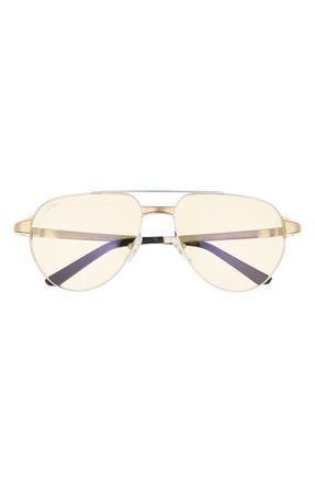 Cartier 59mm Aviator Reading Glasses in Silver at Nordstrom