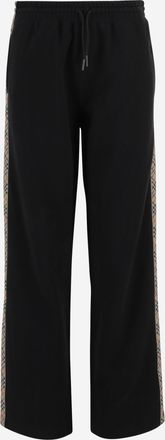 Burberry Womens Cotton Pants With Check Details Black Trousers