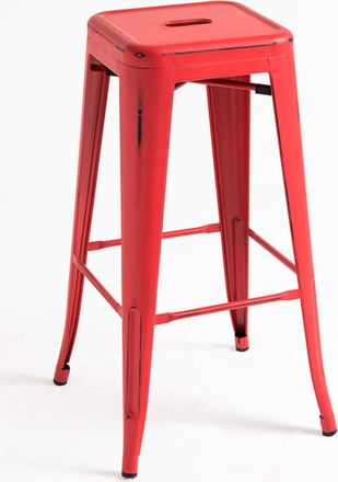 Regalos Miguel Pack 4 Taburetes color rojo vintage en acero reforzado