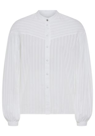 Boss Orange by Hugo Boss Langarmbluse BOSS ORANGE Bilmant Premium Damenmode, Damen, Gr. 42, wei&szlig; 100, Web, Obermaterial: 100% Baumwolle, gestreift, unifarben, h&uuml;ftlang, 1-Knop