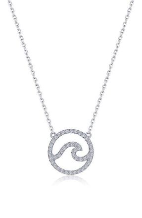 Lafonn Ocean Wave Simulated Diamond Pendant Necklace in Silver at Nordstrom, Size 18