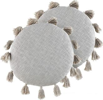 Beliani Beliani - Set di 2 cuscini tondi in cotone con nappe 45 cm Grigio Madia