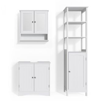 Vicco Conjunto De Muebles De Ba&ntilde;o Bianco, Blanco, 3 Partes, Con Mueble Alto