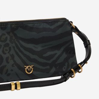Pinko Womens Shoulder Bag Animal Print Multicolour Nylon
