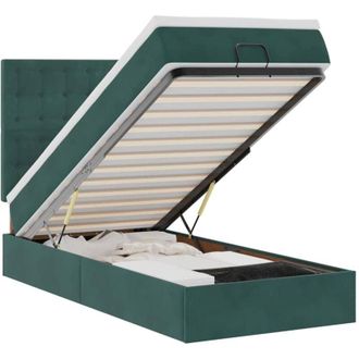 vidaXL Estructura Cama Otomana Colchones Terciopelo Verde Oscuro Vidaxl