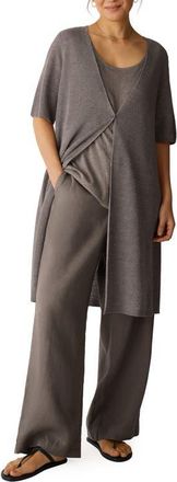 Eileen Fisher Organic Linen Cardigan in Walnut at Nordstrom, Size Xx-Small