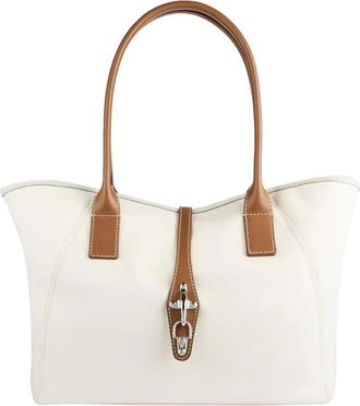 Fay Tassen, Dames, Wit, ONE Size, Leer, Leren Shopper
