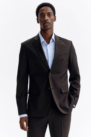 H&M Slim Fit Jacket in Dark Brown at Nordstrom, Size 40