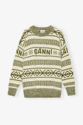 Ganni Green Wool Pullover - Size XXS Organic