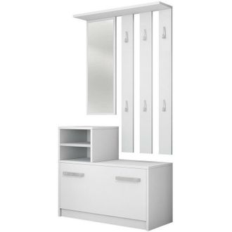 Mirjan24 Conjunto Para Recibidor Candum, Blanco, 0x0x0cm, Espejo, Aglomerado Laminado, Montada En La Pared, Colocada