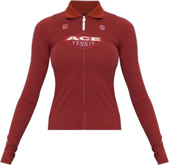 Lacoste Runway Strakke Pasvorm Gekartelde Stretch Poloshirt - Dames - Polos - Rood - M - Polyester - Tops
