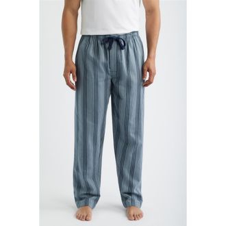 Majestic International Saltwater Stripe Woven Cotton Lounge Pants in Denim Stripe at Nordstrom, Size Xx-Large